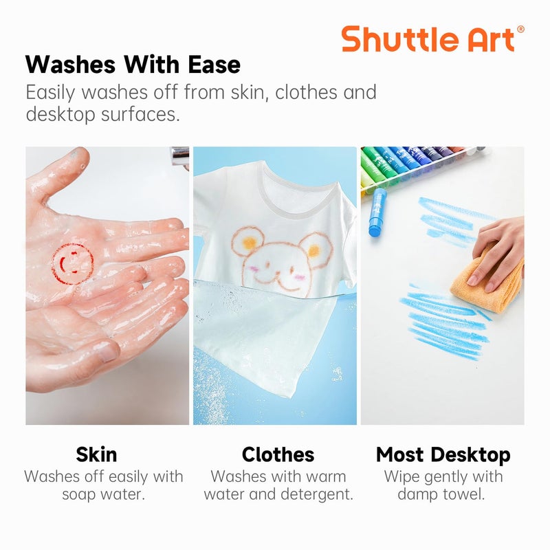 Shuttle Art Tempera Paint Sticks, 30 Colors Solid Tempera Paint for Kids with 1 Drawing Pad, Super Quick Drying, Non-Toxic, Works Great on Paper Wood Glass Ceramic Canvas - Image 5